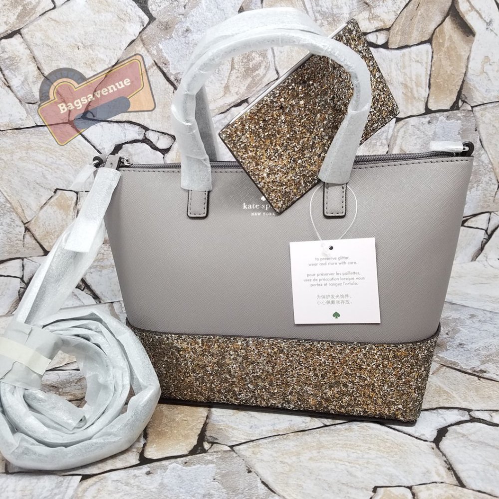 #bagsavenue ina greta satchel cityscape grey glitter slim card holder Kate Spade